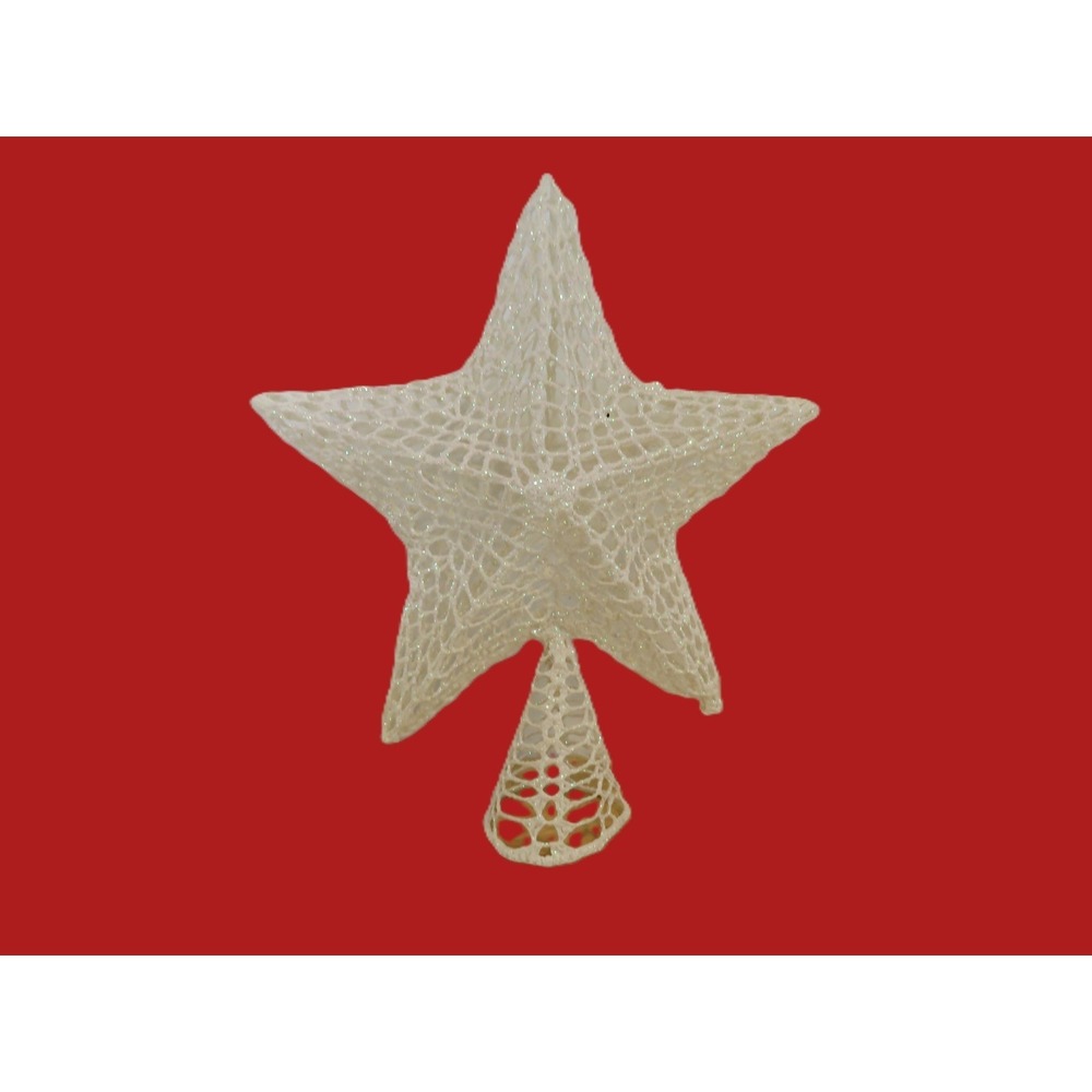 VTG Crochet 5 Point Star Christmas Tree Topper Table Decoration 12" NEW